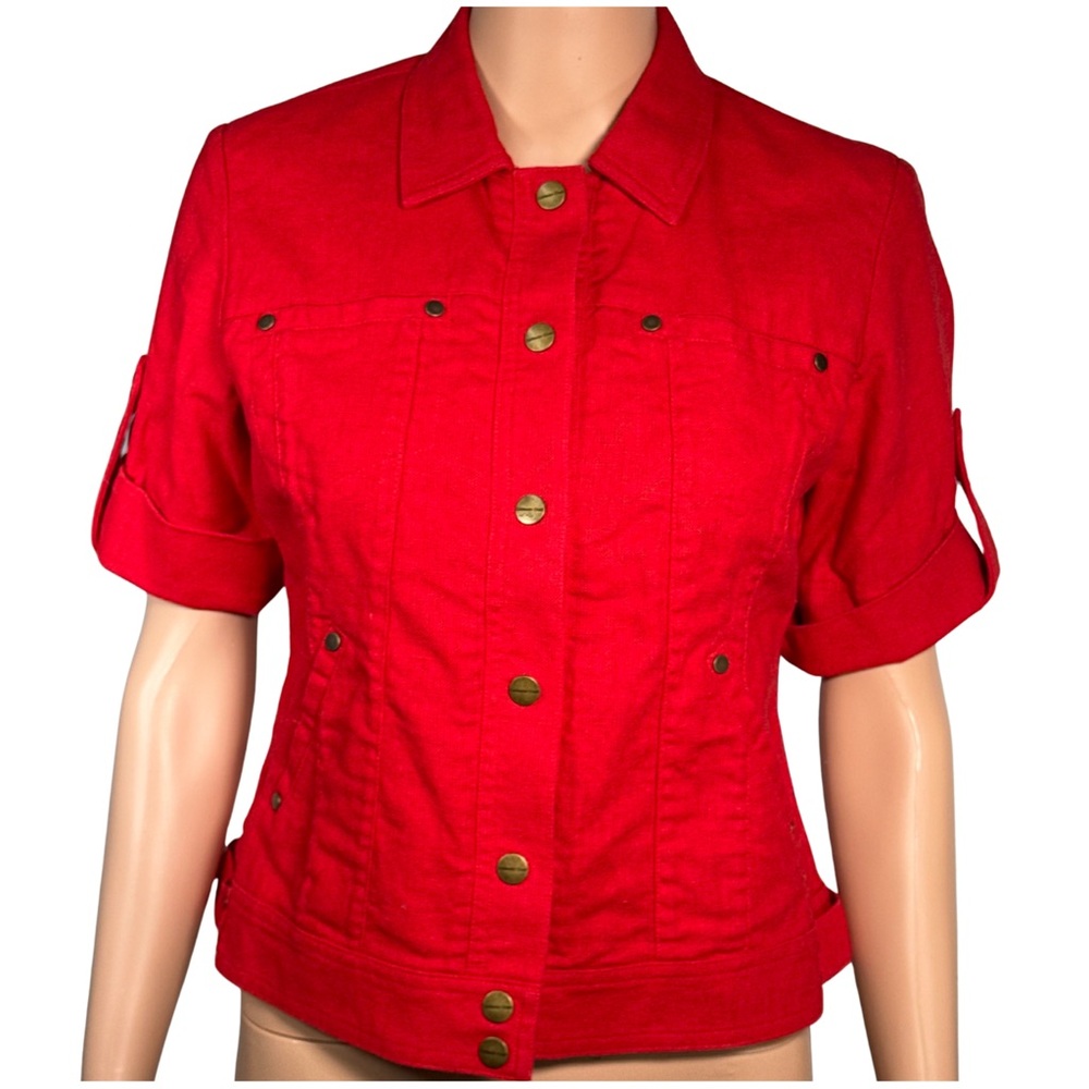 Coldwater Creek Red Linen Utility Jacket – Size P4 (Petite)‎
